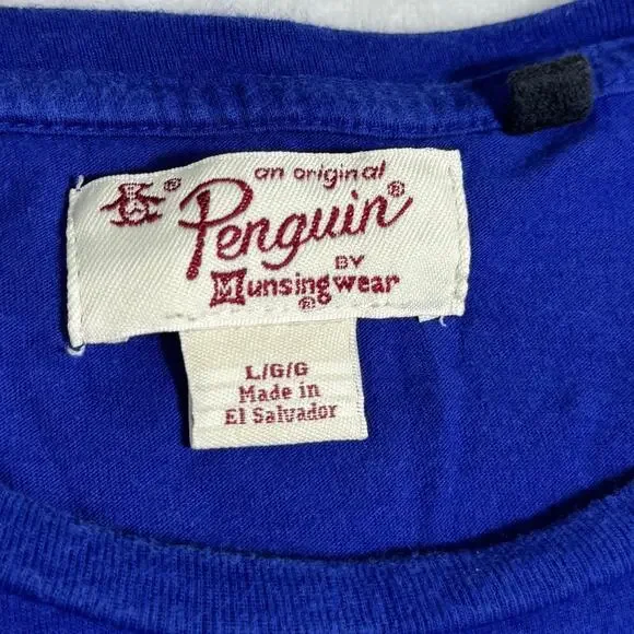 Original Penguin Graphic T-Shirt Blue Short Sleeve Men's L Colorful Logo Cotton - Picture 3 of 7